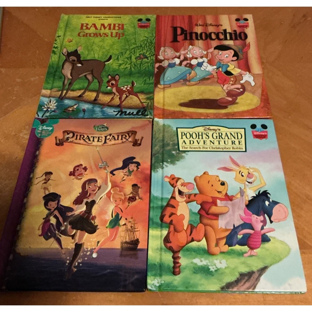 Lot of 4 Walt Disney Wonderful World of Reading Hardcover Books Bambi, Pooh